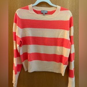 J. Crew Women's Cashmere Sweater - Coral Stripes
